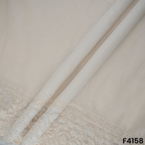 Dyeable Thread Sequins Embroidered Patch Work Kora Cotton Fabric- F4158